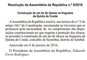 Resolução da Assembleia da República n.º 82016